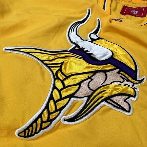Vintage 90s Minnesota Vikings G-III NFL Pullover Jacket Yellow Purple L - Picture 16 of 16